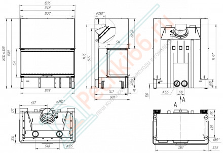 Каминная топка Дельта 1200 три стекла принтинг (Экокамин)