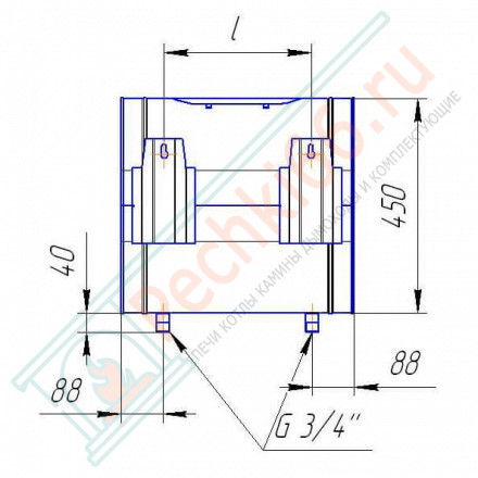 Бак для воды настенный, горизонтальный (НЕРЖ-304/0,8мм) 76 л (Дымок)