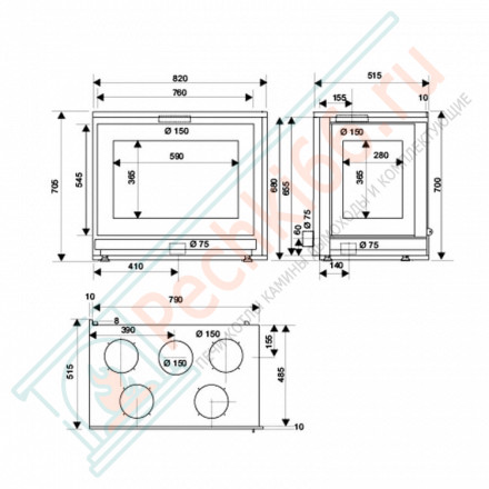 Каминная топка Neo 76 VL1 D (Supra) 10 кВт