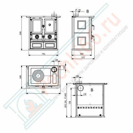 Печь с варочной поверхностью Rosetta, цвет бежевый (La Nordica)