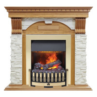 Электрокаминокомплект Dublin - Дуб / Сланец белый с очагом Danville Brass FB2