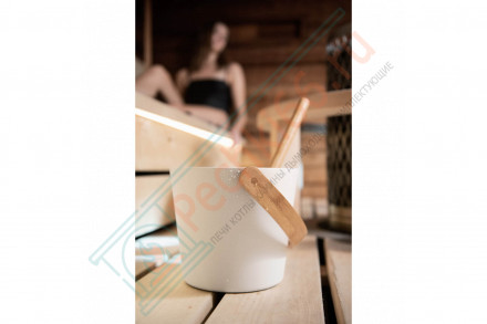 Ведро алюминиевое с бамбуковой ручкой Rento, белый (Tammer-Tukku)