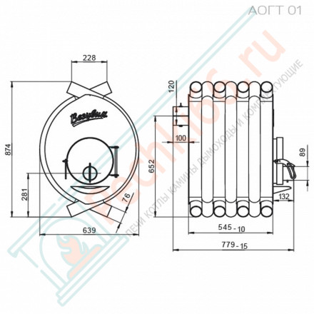 Печь отопительная АОГТ 01 (Везувий) до 200 м3