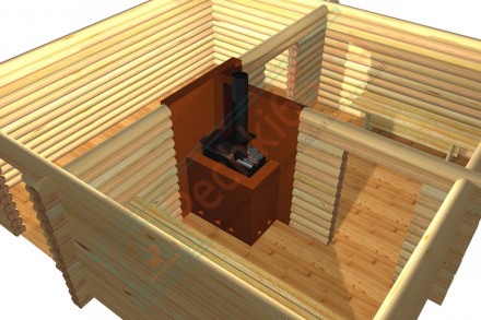 Печь для бани № 05, под обкладку, с баком 72 л (Тройка)