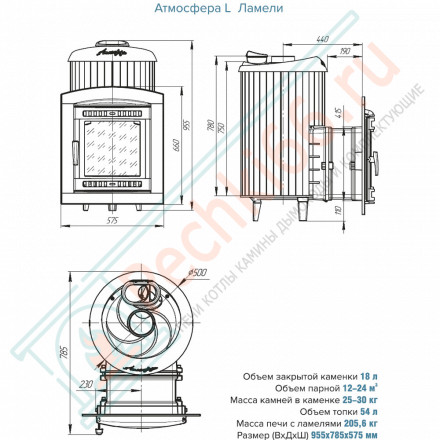 Печь банная «Атмосфера L» ламели «Верде Гватемала» наборный рисунок (ProMetall)