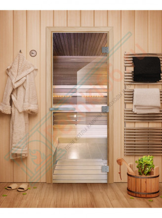 Дверь для бани и сауны Эталон, прозрачная 10мм, 200х80 см (по коробке) (DoorWood)