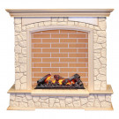 Каминокомплект Preston - Слоновая кость с патиной / Кирпич с очагом Cassette 600 NH