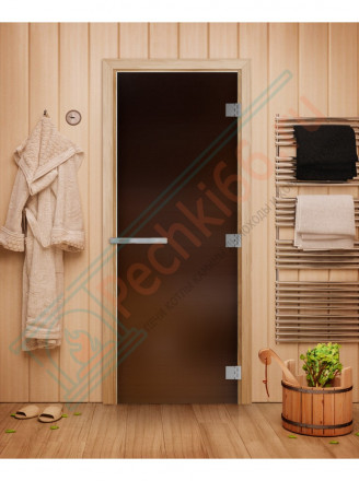 Дверь для бани и сауны Эталон Лайт, матовая бронза, 200х80 см, стекло 8мм (DoorWood)