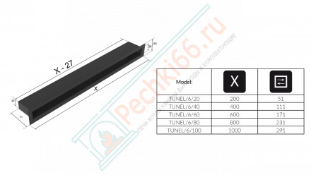 Каминная решётка стальная Tunel/6/20/SZ (Kratki)