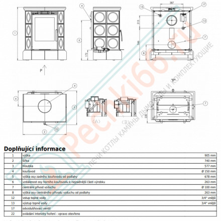 Керамическая печь Helvetia KP, кафельный цоколь, Т/О 6.9 кВт, 2-цвета (ABX)