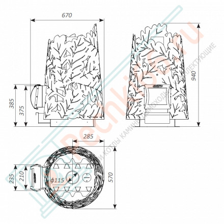 Дровяная банная печь Grill'D Dubravo 180 Short