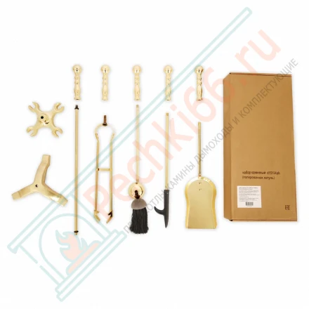 Набор каминный D15134РВ (4 предмета, 64см, полированная латунь)