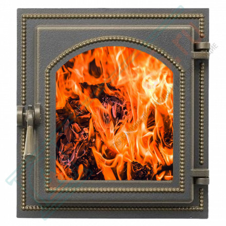 Дверца каминная чугунная 270, бронза (Везувий)