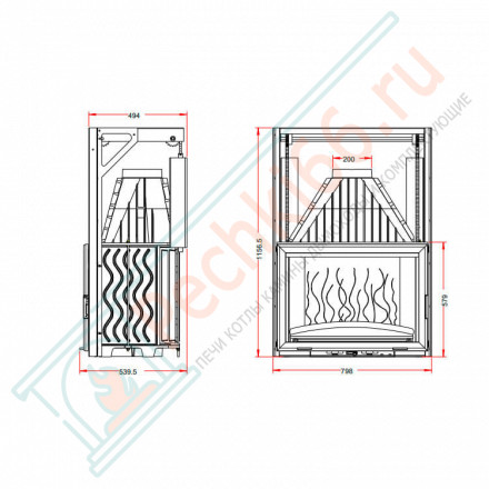 Чугунная топка INVICTA 800 GRANDE VISION LIFTING DOOR (INVICTA)