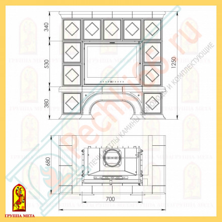 Облицовка Ритм 700, белый, терракотовый (Мета)