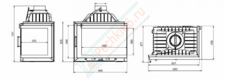 Каминная топка Trent right с правым стеклом (NORDflam) 14 кВт