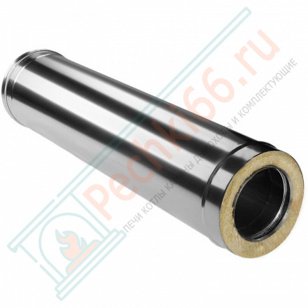 Сэндвич труба для дымохода L=1000 (НЕРЖ-321/0,8-НЕРЖ-439/0,5) d-150/230 (Дымок-Lux)