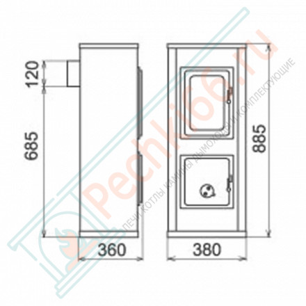 Отопительная печь Verona, Черная (Thorma) до 124 м3