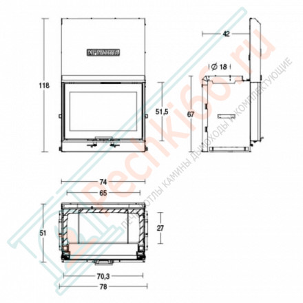 Стальная топка MC 70/51 SL (Piazzetta) 11 кВт