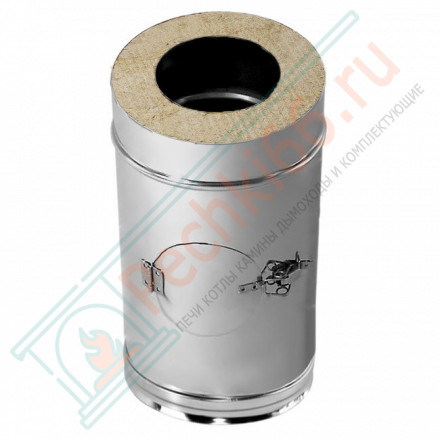 Труба V50R с лючком ревизии с изол L=500 (AISI-321/0,8-AISI-304/0,5) d-120/220 (Вулкан-Cerablanket)