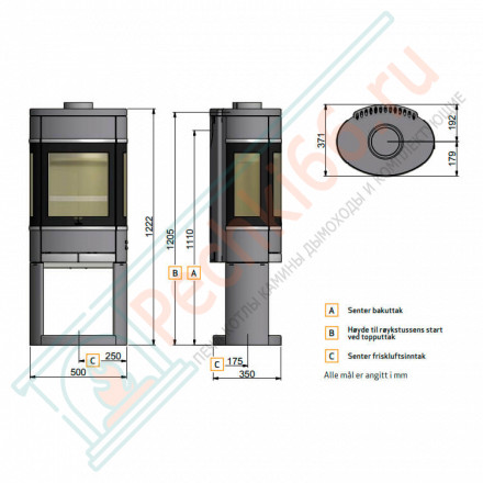 Печь-камин Scan 68-6 BP на базе с отверстием (Scan)