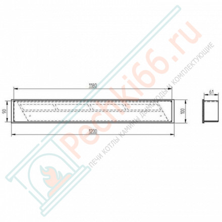 Горелка прямоугольная для биокамина 1200 (ZeFire)