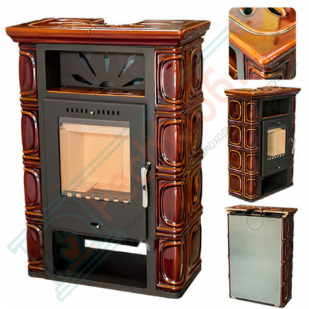 Печь-камин Borgholm keramik, Темно-коричневая (Thorma) до 165 м3