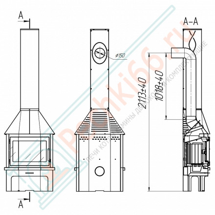 Печь-камин Мюнхен угловой графит (ЭкоКамин) 12 кВт