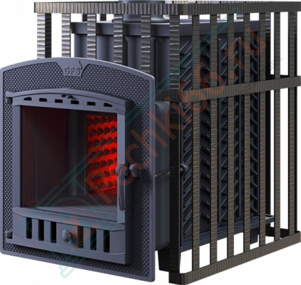 Чугунная печь для бани Гефест GFS-ЗК 25 (П2) в сетке (ТехноЛит)