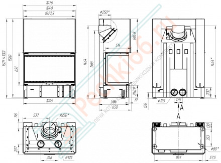 Каминная топка Дельта 1000 три стекла принтинг (Экокамин)