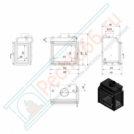 Стальная топка Maja/PW/BP/12/W (Kratki)