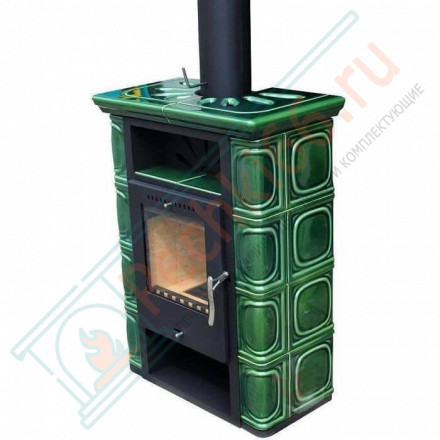 Печь-камин Borgholm keramik Top, Оливково-зеленая (Thorma) до 165 м3