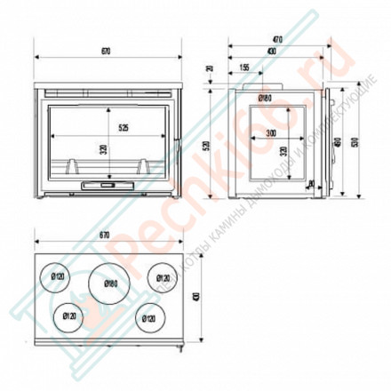 Каминная топка Tertio 67 VL1 (Supra) 9 кВт