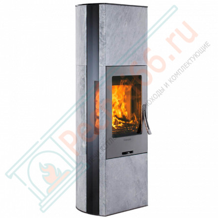 Печь-камин 35T:1, с чугунной дверцей, верх стекло, цвет корпуса топки серый (Contura)