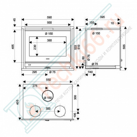Каминная топка Neo 55 G (Supra) 6 кВт